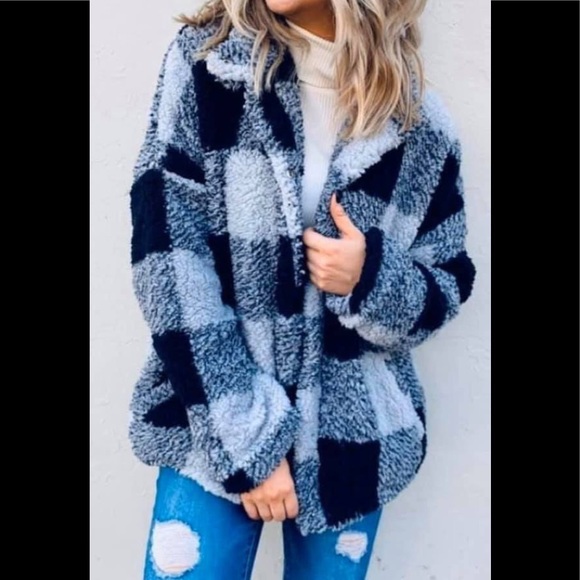 LAST CALL Boutique Buffalo Plaid Soft Fuzzy Jacket - Picture 3 of 3